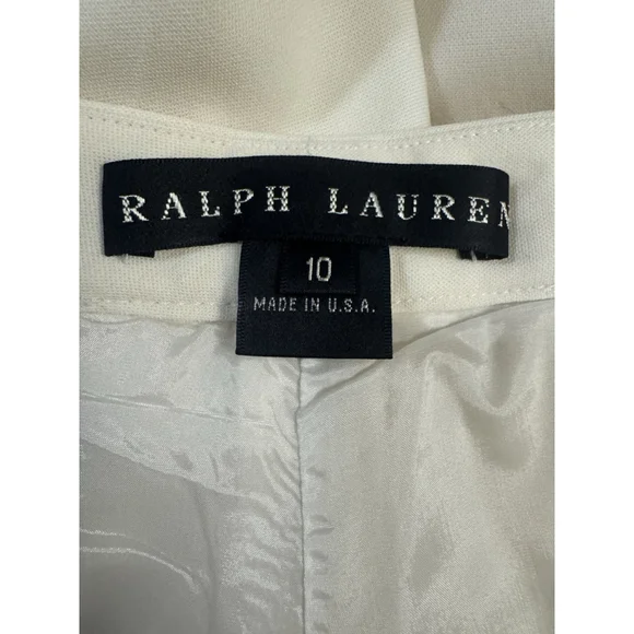 Ralph Lauren Black Label Made In USA Women’s Wool Cream Wide Leg Trouser Pants